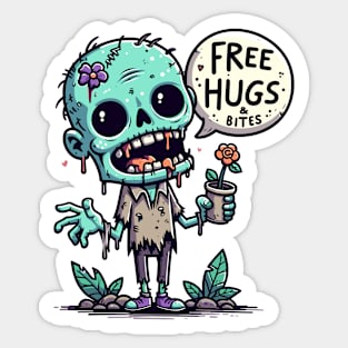 Free hugs and bites - plant lover zombie Sticker